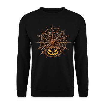 Halloween Kostüm Kürbis Scary Spooky Horror Party - Unisex Pullover - Schwarz - Vorne - Alina (178cm) & Michal (187cm)