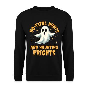 Halloween Ghost Ghost - Unisex Sweatshirt - black - Front - Alina (178cm) & Michal (187cm)