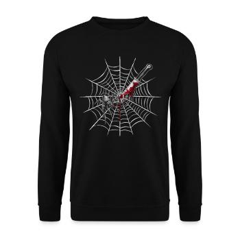 Halloween Kostüm Kürbis Scary Spooky Horror Party - Unisex Pullover - Schwarz - Vorne - Alina (178cm) & Michal (187cm)