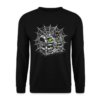 Halloween Kostüm Kürbis Scary Spooky Horror Party - Unisex Pullover - Schwarz - Vorne - Alina (178cm) & Michal (187cm)