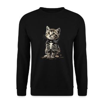 Cute Skeleton Kitten - Halloween Disguise - Unisex Sweatshirt - black - Front - Alina (178cm) & Michal (187cm)