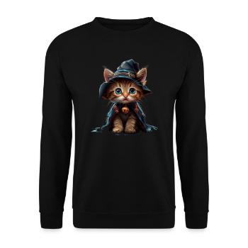 Cute Witch Kitten - Magical Halloween - Unisex Sweatshirt - black - Front - Alina (178cm) & Michal (187cm)