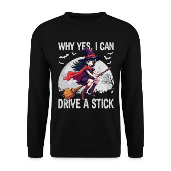 Costume de sorcière d’Halloween Balai de sorcière - Sweat-shirt Unisexe - noir - Devant - Alina (178cm) & Michal (187cm)