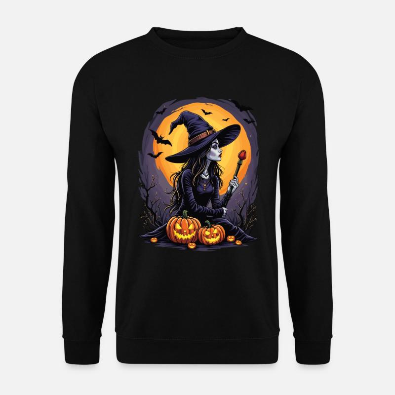 Halloween Hexen Kostüm Hexe Hexenbesen - Unisex Pullover - Schwarz