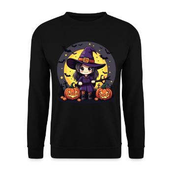 Costume de sorcière d’Halloween Balai de sorcière - Sweat-shirt Unisexe - noir - Devant - Alina (178cm) & Michal (187cm)