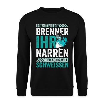 Schweißer Brenner Schweißen - Unisex Pullover - Schwarz - Vorne - Alina (178cm) & Michal (187cm)