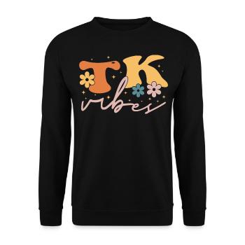 TK Vibes Wildflower Retro Teacher Daisy Kid - Sweat-shirt Unisexe - noir - Devant - Alina (178cm) & Michal (187cm)