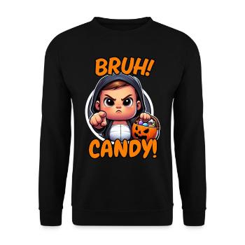 Bruh Candy Halloween Shirt – Funny Trick or Treat - Unisex Sweatshirt - black - Front - Alina (178cm) & Michal (187cm)