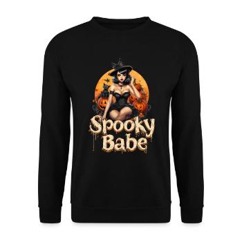 Spooky Babe Retro Witch with Pumpkin Ladies - Unisex Sweatshirt - black - Front - Alina (178cm) & Michal (187cm)