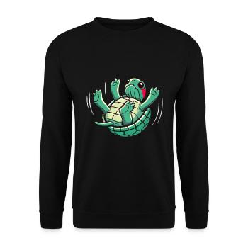 Turtle Red-eared Turtle - Unisex Sweatshirt - black - Front - Alina (178cm) & Michal (187cm)