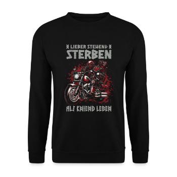 Biker Knight Design Better Die Standing - Unisex Sweatshirt - black - Front - Alina (178cm) & Michal (187cm)