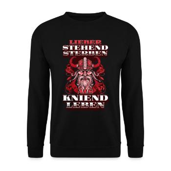 Böse Bub Wikinger Lieber stehend sterben - Unisex Pullover - Schwarz - Vorne - Alina (178cm) & Michal (187cm)