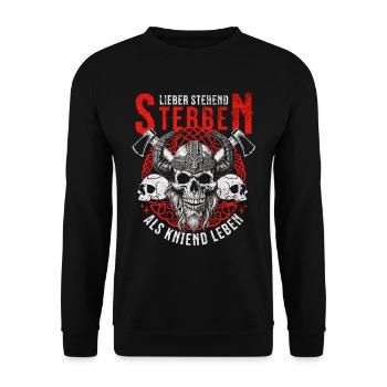 Viking crâne conception guerrier dicton - Sweat-shirt Unisexe - noir - Devant - Alina (178cm) & Michal (187cm)
