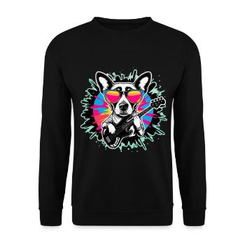 Hund und Bass, Bassisten und Hunde, Tiefe Töne - Unisex Pullover - Schwarz - Vorne - Alina (178cm) & Michal (187cm)