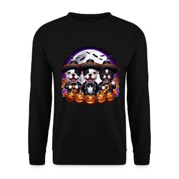 Süße französische Bulldoggen Mariachi Band Halloween Shirt - Unisex Pullover - Schwarz - Vorne - Alina (178cm) & Michal (187cm)
