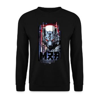 Silberner Wolf Cyborg Geometrisch - Unisex Pullover - Schwarz - Vorne - Alina (178cm) & Michal (187cm)