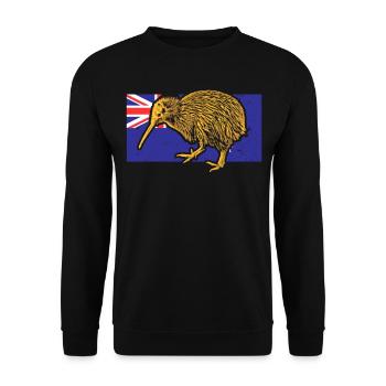 Kiwi Vogel Neuseeland Flagge - Unisex Pullover - Schwarz - Vorne - Alina (178cm) & Michal (187cm)