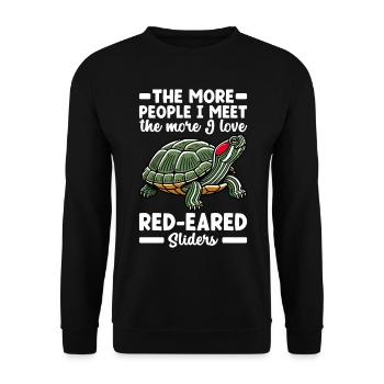 Turtle Red-eared Turtle - Unisex Sweatshirt - black - Front - Alina (178cm) & Michal (187cm)