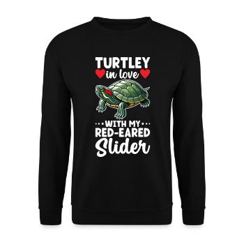 Turtle Red-eared Turtle - Unisex Sweatshirt - black - Front - Alina (178cm) & Michal (187cm)