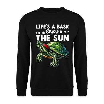 Turtle Red-eared Turtle - Unisex Sweatshirt - black - Front - Alina (178cm) & Michal (187cm)