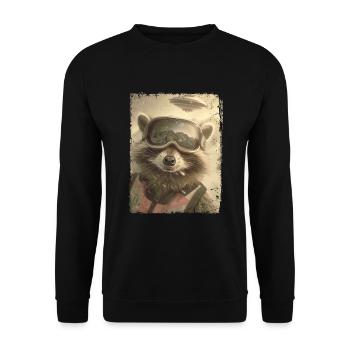 OVNI rétro vintage étrange Alien neige raton laveur - Sweat-shirt Unisexe - noir - Devant - Alina (178cm) & Michal (187cm)