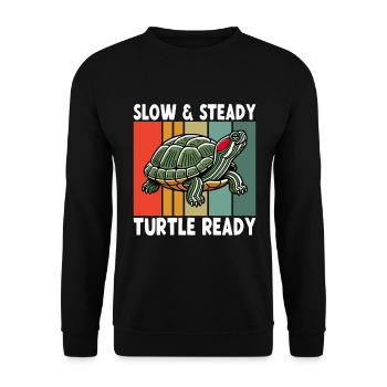 Tortue Tortue à oreilles rouges - Sweat-shirt Unisexe - noir - Devant - Alina (178cm) & Michal (187cm)