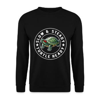 Tortue Tortue à oreilles rouges - Sweat-shirt Unisexe - noir - Devant - Alina (178cm) & Michal (187cm)