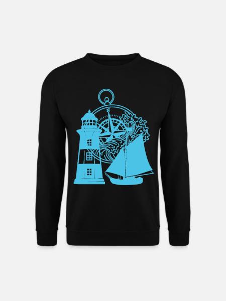 maritim Kompass Segelschiff Leuchtturm - Unisex Pullover - Schwarz