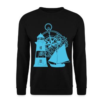 Maritime Compass Lighthouse Sailing Ship Ship - Unisex Sweatshirt - black - Front - Alina (178cm) & Michal (187cm)
