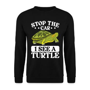Turtle Red-eared Turtle - Unisex Sweatshirt - black - Front - Alina (178cm) & Michal (187cm)