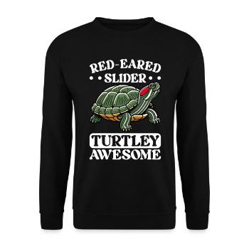 Tortue Tortue à oreilles rouges - Sweat-shirt Unisexe - noir - Devant - Alina (178cm) & Michal (187cm)
