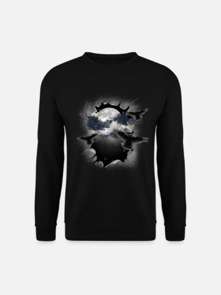 Halloween Raben Rabe Mond Vollmond Krähen - Unisex Pullover - Schwarz