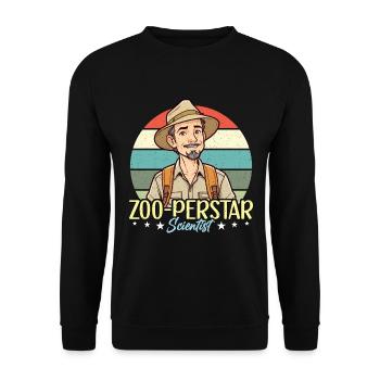 Zoologist Zoo-perstar Scientist Retro Biologist - Unisex Sweatshirt - black - Front - Alina (178cm) & Michal (187cm)