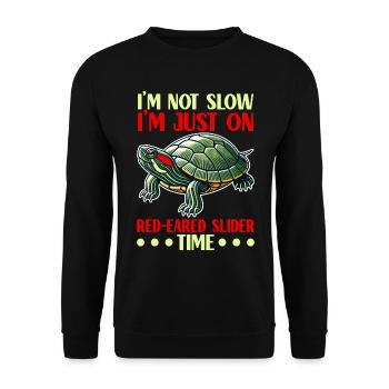Turtle Red-eared Turtle - Unisex Sweatshirt - black - Front - Alina (178cm) & Michal (187cm)