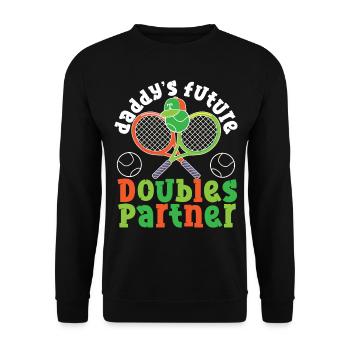 Funny Tennis Player Racket Daddy's - Unisex Pullover - Schwarz - Vorne - Alina (178cm) & Michal (187cm)