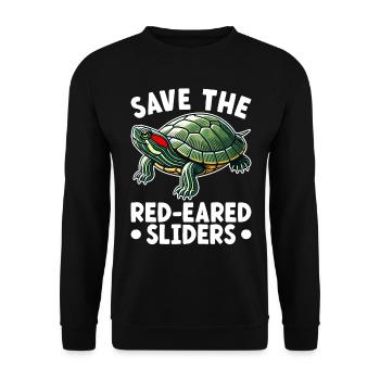 Turtle Red-eared Turtle - Unisex Sweatshirt - black - Front - Alina (178cm) & Michal (187cm)