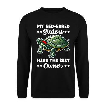 Turtle Red-eared Turtle - Unisex Sweatshirt - black - Front - Alina (178cm) & Michal (187cm)