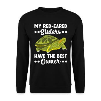 Turtle Red-eared Turtle - Unisex Sweatshirt - black - Front - Alina (178cm) & Michal (187cm)