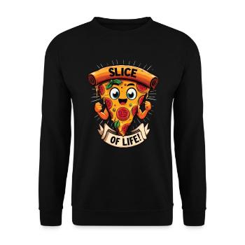 slice of life , love pizza , retro design 90´s - Unisex Pullover - Schwarz - Vorne - Alina (178cm) & Michal (187cm)