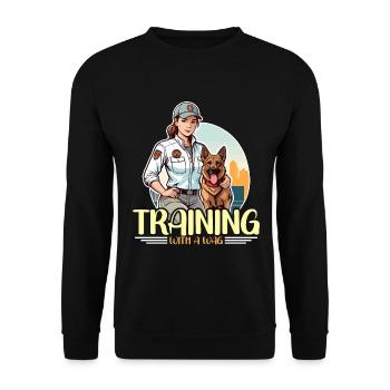 Dog Trainer Training With A Wag Loves Dog Sport - Unisex Sweatshirt - black - Front - Alina (178cm) & Michal (187cm)