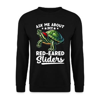 Turtle Red-eared Turtle - Unisex Sweatshirt - black - Front - Alina (178cm) & Michal (187cm)