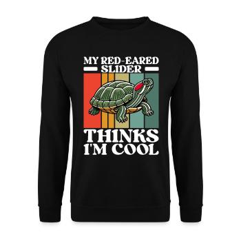 Turtle Red-eared Turtle - Unisex Sweatshirt - black - Front - Alina (178cm) & Michal (187cm)