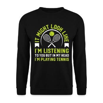 Amateur de tennis - mais dans ma tête, je joue au tennis - Sweat-shirt Unisexe - noir - Devant - Alina (178cm) & Michal (187cm)