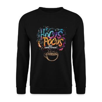 Hocus Pocus Bunter Kaffee Halloween Lustig - Unisex Pullover - Schwarz - Vorne - Alina (178cm) & Michal (187cm)