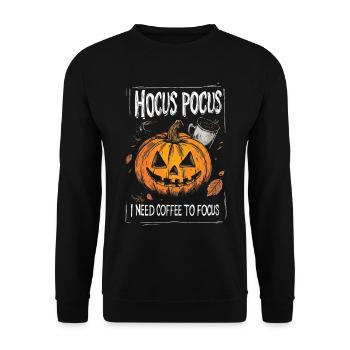Hocus Pocus Kürbis Kaffee Halloween Lustig - Unisex Pullover - Schwarz - Vorne - Alina (178cm) & Michal (187cm)