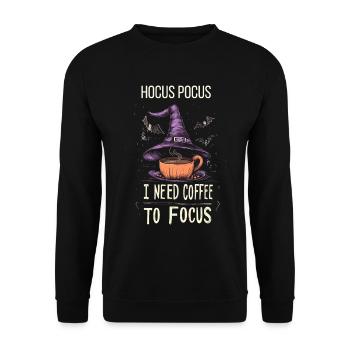 Hocus Pocus Kaffee Fledermäuse Hexenhut - Unisex Pullover - Schwarz - Vorne - Alina (178cm) & Michal (187cm)