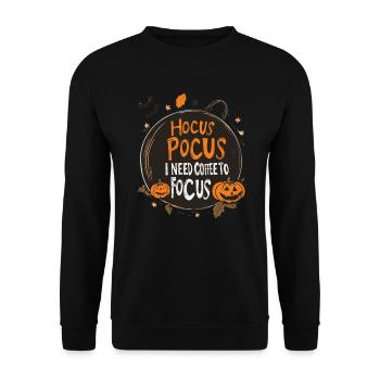 Hocus Pocus Kaffee Halloween Kürbis Lustig - Unisex Pullover - Schwarz - Vorne - Alina (178cm) & Michal (187cm)