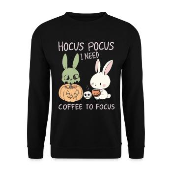 Hocus Pocus Süße Hasen Halloween Kaffee - Unisex Pullover - Schwarz - Vorne - Alina (178cm) & Michal (187cm)