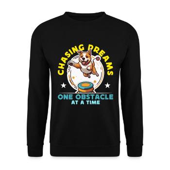 Dog Agility Training Chasing Dreams One Dog Sport - Unisex Sweatshirt - black - Front - Alina (178cm) & Michal (187cm)