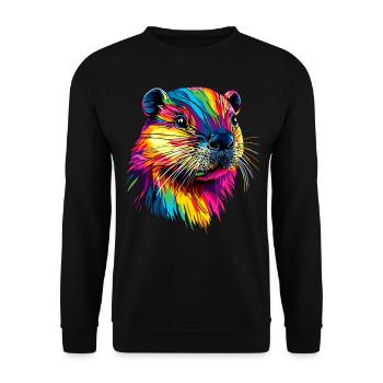 Beaver Colorful Rainbow Popart Rodents Cute Beaver - Unisex Sweatshirt - black - Front - Alina (178cm) & Michal (187cm)